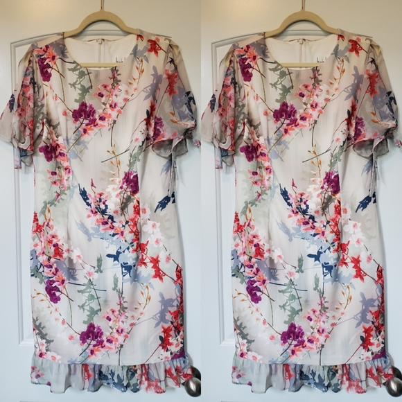🥂Nicole Miller Split Sleeve Floral Dress - Picture 1 of 11
